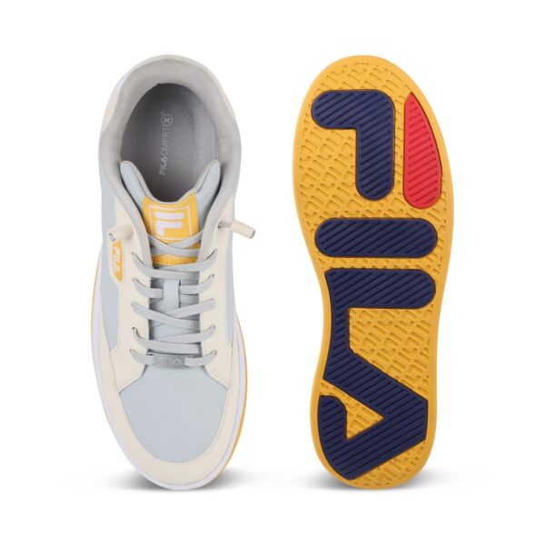 Men Cream-Gry-Yellow Sports Sneakers - Image 4